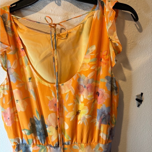 Y2K Amanda Uprichard Orange Floral Asymmetrical Dress - Picture 7 of 10